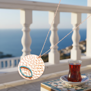 Simple moderne martelé pendentif turc fait à la main en gros 925 bijoux en argent Sterling - Product Image 3