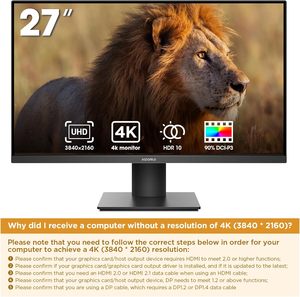 Koorui HDR Màn Hình Máy Tính 27 Inch IPS UHD PC Máy Tính Để Bàn Màn Hình Siêu Mỏng 90% SRGB Freesyc Hỗ Trợ Hiển Thị Eye-care Màn Hình - Product Image 6