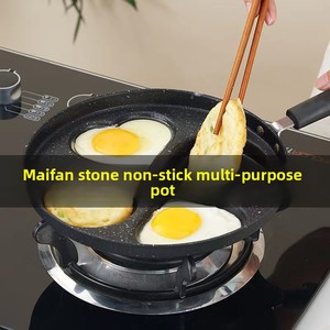 Poêle à frire multifonctionnelle antiadhésive en fer raffiné à 4 trous pour œufs, omelettes, crêpes - Compatible tous feux (y compris gaz) - Product Image 2