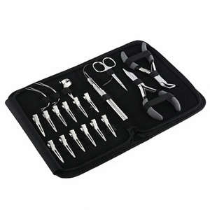 Kit complet d'outils pour extensions capillaires en acier inoxydable : Pince applicatrice pour micro-anneaux, Pince ouvre-ferme micro-anneaux, Pince de sectionnement - Product Image 1