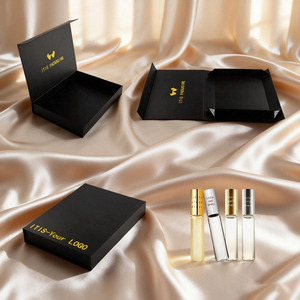 Boîte à cosmétiques magnétique noire de luxe - Emballage haut de gamme pour crèmes et sérums, avec doublure intérieure - Product Image 1
