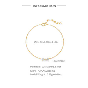 Penjualan Terbaik gelang dapat disesuaikan bertatahkan zirkon kubik <span class=keywords><strong>3</strong></span> baris tunggal perak murni 925 untuk wanita - Product Image 6