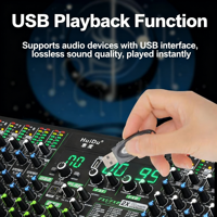 Console de mixage audio professionnelle en métal KN-16/24/32 à 16 canaux, 16 micros, Bluetooth, USB OTG, 99 effets DSP, alimentation fantôme 48V, stéréo