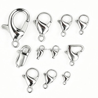 Fermoirs mousquetons en acier inoxydable poli brillant de plusieurs tailles, fermoirs à déclenchement métalliques, fermoirs à griffes de homard pour accessoires de bijoux DIY