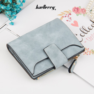 กระเป๋าสตางค์สั้นผู้หญิง Baellerry สีฟ้าอ่อน แบบมีซิปและตัวล็อค พับสามตอน ใช้งานได้หลากหลาย เหมาะสำหรับใช้ในชีวิตประจำวัน - Product Image 1