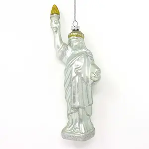 Wholesale custom hand painted christmas ornaments silver statue of liberty pendant