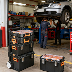 Tủ dụng cụ di động đa tầng bằng nhựa PP cứng chuyên nghiệp, có thể xếp chồng, kết hợp hộp đựng dụng cụ, tủ kéo, dành cho xưởng. - Product Image 3