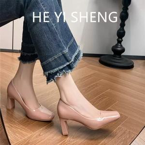 2024 eleganti <span class=keywords><strong>tacchi</strong></span> alti Nude nuove décolleté singole in stile francese per hostess di <span class=keywords><strong>Hotel</strong></span> lavoro professionale altezza crescente per l'estate - Product Image 5