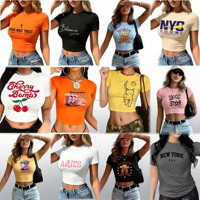 T-shirts courts respirants à logo pour femmes, coupe régulière, style streetwear, manches courtes, grandes tailles, vente en gros, pour l'été
