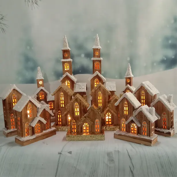 Led Wooden House Led Wooden Christmas Wooden House For Holiday Decoration