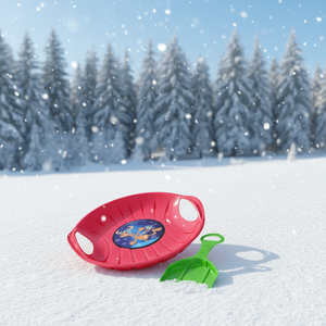 Ensemble de deux glisseurs et luges en plastique rose, diamètre 60 cm, durables pour enfants, pour la glisse sur neige en extérieur en hiver - Product Image 3