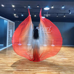 Vente en gros de vêtements cosplay en polyester de couleur arc-en-ciel pour adultes, cape à plis pour la danse du ventre et la performance, ailes avec bâton - Product Image 3