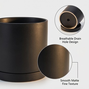 <span class=keywords><strong>Pot</strong></span> de fleurs <span class=keywords><strong>en</strong></span> céramique moderne avec drainage et base, design minimaliste durable pour la maison et <span class=keywords><strong>le</strong></span> jardin, utilisation intérieure et extérieure - Product Image 6
