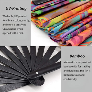 Expédition rapide, en stock, nouveaux motifs, impression personnalisée, éventails pliants de 13 pouces, grands, pliables, à claquement, pour la danse en ligne - Product Image 3