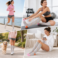 Chaussettes de compression montantes personnalisées à motif cœur pour le sport, soutien du mollet pour soulager la fatigue musculaire, idéales pour la course, les voyages et le quotidien