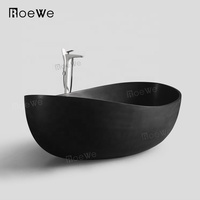 Baignoire de salle de bain en marbre artificiel noir baignoire en résine de pierre composite à surface solide autoportante de grande taille