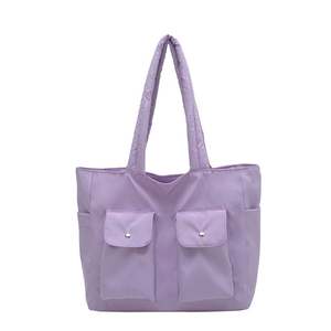 Bolso de Mano Informal de Gran Capacidad, Color Sólido, con Múltiples Bolsillos, Ligero, Acolchado, Tipo Puffy, para el Trabajo - Product Image 1