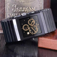 OUPAI 34mm de large vieux classique noir céramique Rectangle montre chronographe Quartz étanche TMI marque Style Antique pour hommes