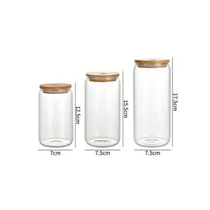 Verres réutilisables en bambou avec couvercle, type Mason Jar, 350 ml, transparents, pour boire avec pailles - Product Image 4