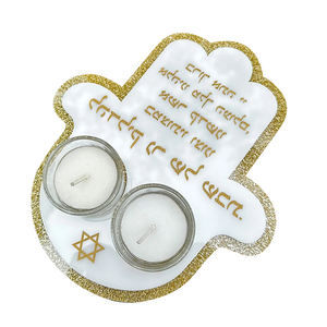 Elegante Set di portacandele in acrilico Shabbat Lucite Menorah e portacandele gioiello - Product Image 1