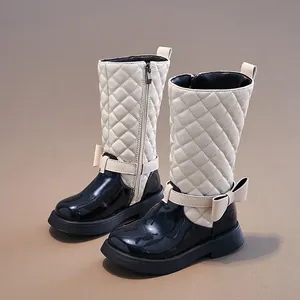 Nuovi <span class=keywords><strong>Stivali</strong></span> Lunghi da Principessa per Bambine in Pelle e Rete, Autunno Inverno, con Fiocco, Suola Spessa Antiscivolo, <span class=keywords><strong>Stivali</strong></span> alla Moda - Product Image 4