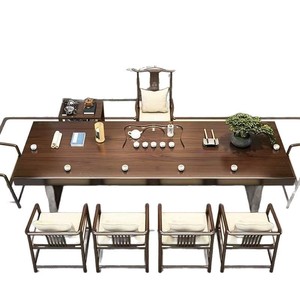 โต๊ะน้ำชาไม้เนื้อแข็งทรงสี่เหลี่ยมผืนผ้า โต๊ะประชุมทนทาน สไตล์เซน โต๊ะน้ำชาทรงยาว - Product Image 5