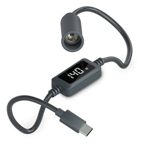 Mini cable de conversión con pantalla digital, 100W, tipo C a CC, adaptador de enchufe para encendedor de cigarrillos, 20cm, gris - Product Image 2