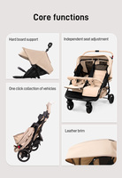 Poussette double multifonction pour jumeaux, pliable, côte à côte, cadre en acier inoxydable, capacité de charge de 20 kg, matériau en coton pour
