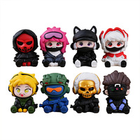 Ensemble de 8 figurines tactiques mignonnes, figurines de soldats de dessin animé - Statues de personnages de jeu en résine - Ornement de bureau - Jouet de collection