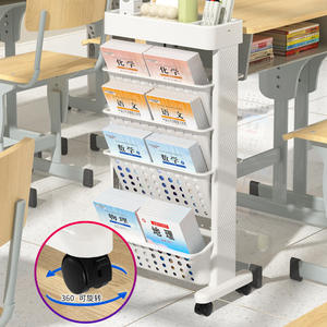 Estantería Móvil Cremosa para Libros, 5 Niveles, Plástico, Organizador de Escritorio para Estudiantes, Gran Capacidad, Multifuncional - Product Image 3