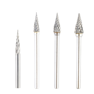 <b>Tungsten</b> Carbide Grinding Head M Type 3mm Shank Single Double Flute Metal Engraving Rotary File Conical Tip For Air Electric - Product Image 3