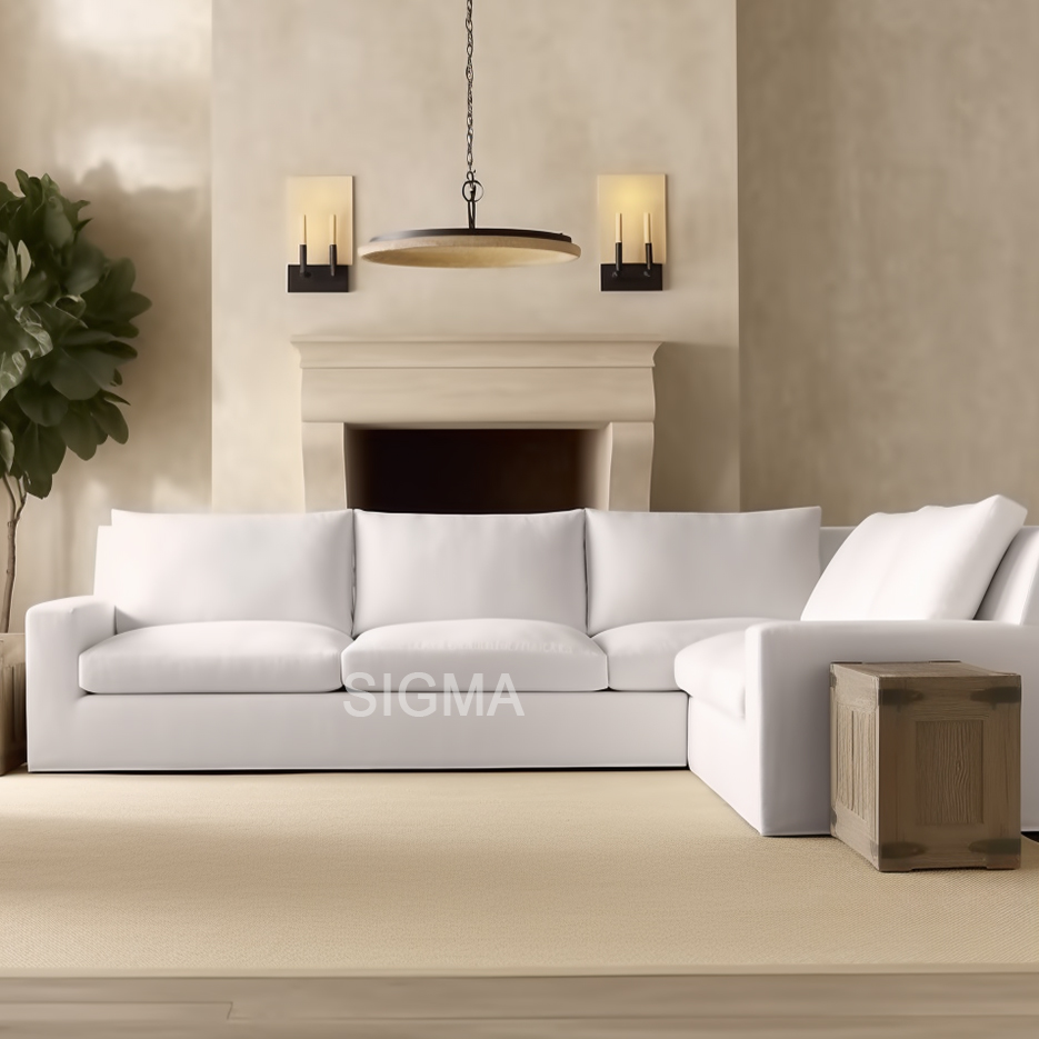 New Arrival Design Sense Fabric Luxury  Soft Modern Home Furniture White Couch Living Room Armrest Sofa Set Furniture