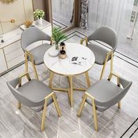 Ensemble table et chaises rondes de luxe style nordique, mobilier de réception moderne pour bureau de vente, café et salon de thé