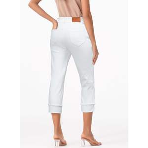 กางเกงยีนส์เอวสูงสำหรับผู้หญิง, กางเกงคาปรีขายาวเอวสูงแบบพับเก็บได้สี2025ฤดูร้อน - Product Image 4