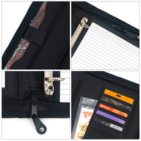 Carpeta de cartera ejecutiva de negocios de cuero negro Carpeta de documentos de archivo con cremallera con Bloc de notas