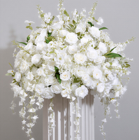 Dekorasi & Perlengkapan Pernikahan Premium Bunga Lily of the Valley Putih Campuran Mawar Sutra Bola Bunga Buatan 50cm Centerpiece untuk Dekorasi Meja Pernikahan Acara Pesta