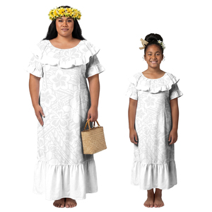 Conjunto a juego <span class=keywords><strong>para</strong></span> padres e hijos, vestido de fiesta polinesio <span class=keywords><strong>para</strong></span> niña, vestido clásico tribal samoano <span class=keywords><strong>para</strong></span> mujer, vestido hawaiano <span class=keywords><strong>para</strong></span> mamá e hija, blanco, <span class=keywords><strong>para</strong></span> <span class=keywords><strong>el</strong></span> día de <span class=keywords><strong>domingo</strong></span> - Product Image 4