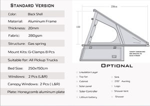 Fácil de instalar 2 personas al aire libre de aluminio Slide-In <span class=keywords><strong>Camper</strong></span> Truck Bed Canopy para acampar Senderismo 4x4 Offroad para camionetas <span class=keywords><strong>techo</strong></span> - Product Image 6