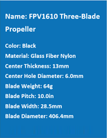 Hélice à trois pales Psy FPV 1610, 16 pouces, en fibre de carbone noire, haute performance, 64g, moule privé pour drones et autres