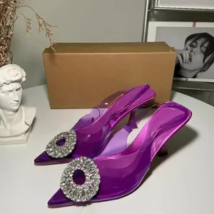 Chaussures Talon透明鞋供应商珍珠铅笔透明女式骡子高跟鞋