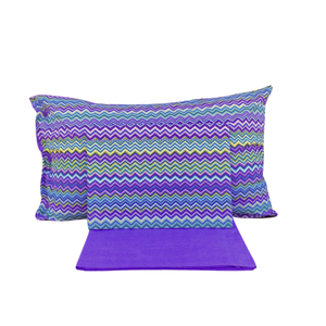 Ensemble de draps en coton Baia, taille simple, motif zigzag bleu, taies d'oreiller incluses - Product Image 2