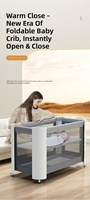 Lit de jeu pliable portable avec barrière de sécurité entièrement fermée et profonde, taille pliée compacte, pour co-dodo et espace extra large