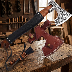 Thewizcrafts Best Value Hand Forged Stainless Steel Viking <b>Axe</b> with Wood <b>Handle</b> Valhalla Camping & Hunting Hatchet for Survival - Product Image 3
