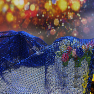 Koninklijk blauwe ruitvormige glimmende lurex gebreide visnet decoratieve glitter <span class=keywords><strong>mesh</strong></span> stof met goedkope groothandelsprijs - Product Image 4