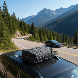 Porte-bagages de toit universel en acier 63x39x6.3 pouces avec filet élastique et sangle à crochets - Product Image 2