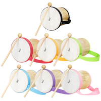 Vente en gros IRIN Orff enfants percussions tambourin indien Ghana Bongo tambours de couleur en peau de mouton tambour à main en bois