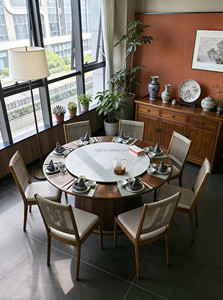 ชุดเฟอร์นิเจอร์ร้านอาหารจีนเชิงพาณิชย์ ชุดที่นั่งแบบโค้งครึ่งวงกลม และโต๊ะรับประทานอาหารไม้ทรงสี่เหลี่ยมและทรงกลมสำหรับร้านอาหาร - Product Image 4