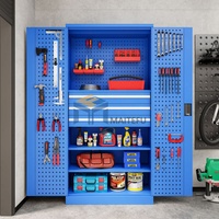 Armoire à outils verrouillable en acier laminé à froid épaissi avec panneau perforé intérieur et tiroirs multiples pour le stockage d'outils industriels lourds
