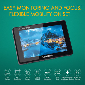 FEELWORLD LUT7 PRO 7 pulgadas 2200NITs Cámara Monitor 3D LUT Pantalla táctil DSLR Monitor de campo 4K HDMI I/O F970 Power Kit OEM - Product Image 2