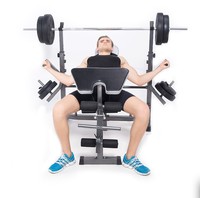Banc de musculation commercial pliable et réglable en métal - Cadre en fonte portable, stable et sûr pour l'entraînement de force et la presse à jambes